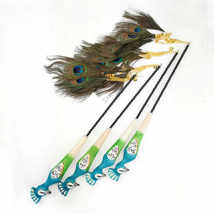 

wholesalepet cat kitten toys teaser wands fishing pole peacock feather sticks real peacock feather