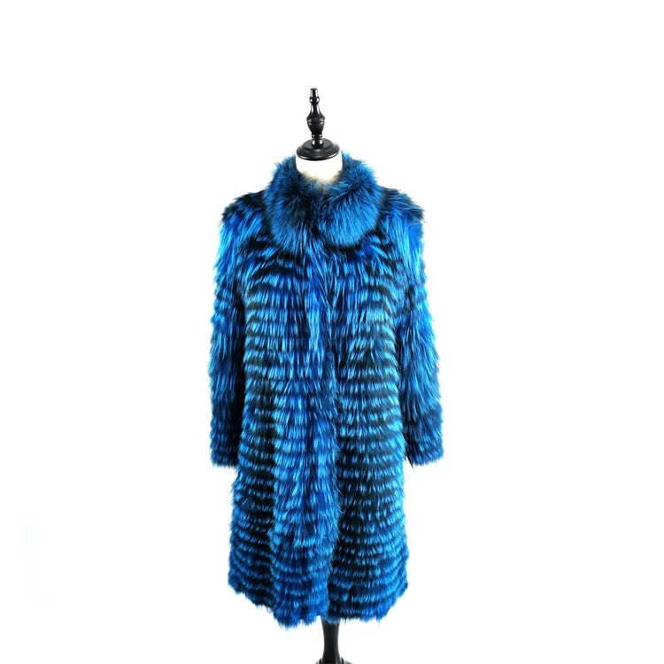 

New Fashionable Style Real Knitted fox fur Coat Women
