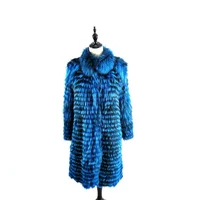 

New Fashionable Style Real Knitted fox fur Coat Women