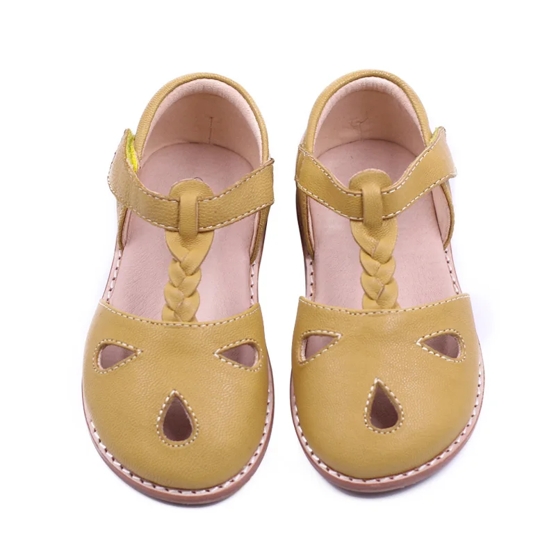 

2021 new leather retro summer T-shaped soft leather sandals for boys and girls