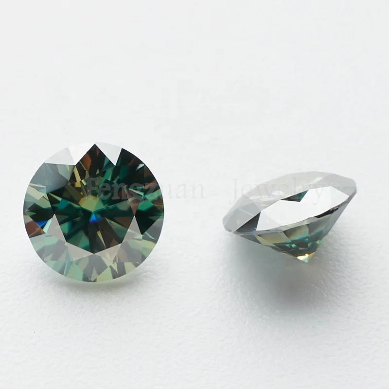 

Wholesale Loose Moissanite Gemstone 3carats 9mm VVS Light Green GRA Round cut Moissanite Stone for Gold Diamond Ring