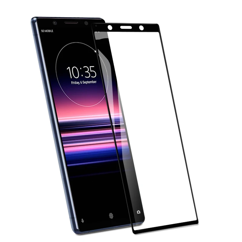 

Complete coverage Black border Prevent scratches fingerprint tempered glass Protective film for sony xperia 5 screen protector