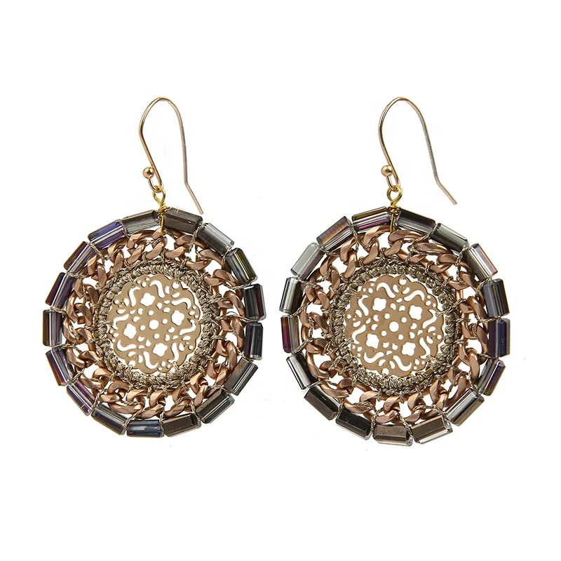 

New Fashion Plated Zinc Alloy Elegant Round Earrings for Women Factory Wholesale