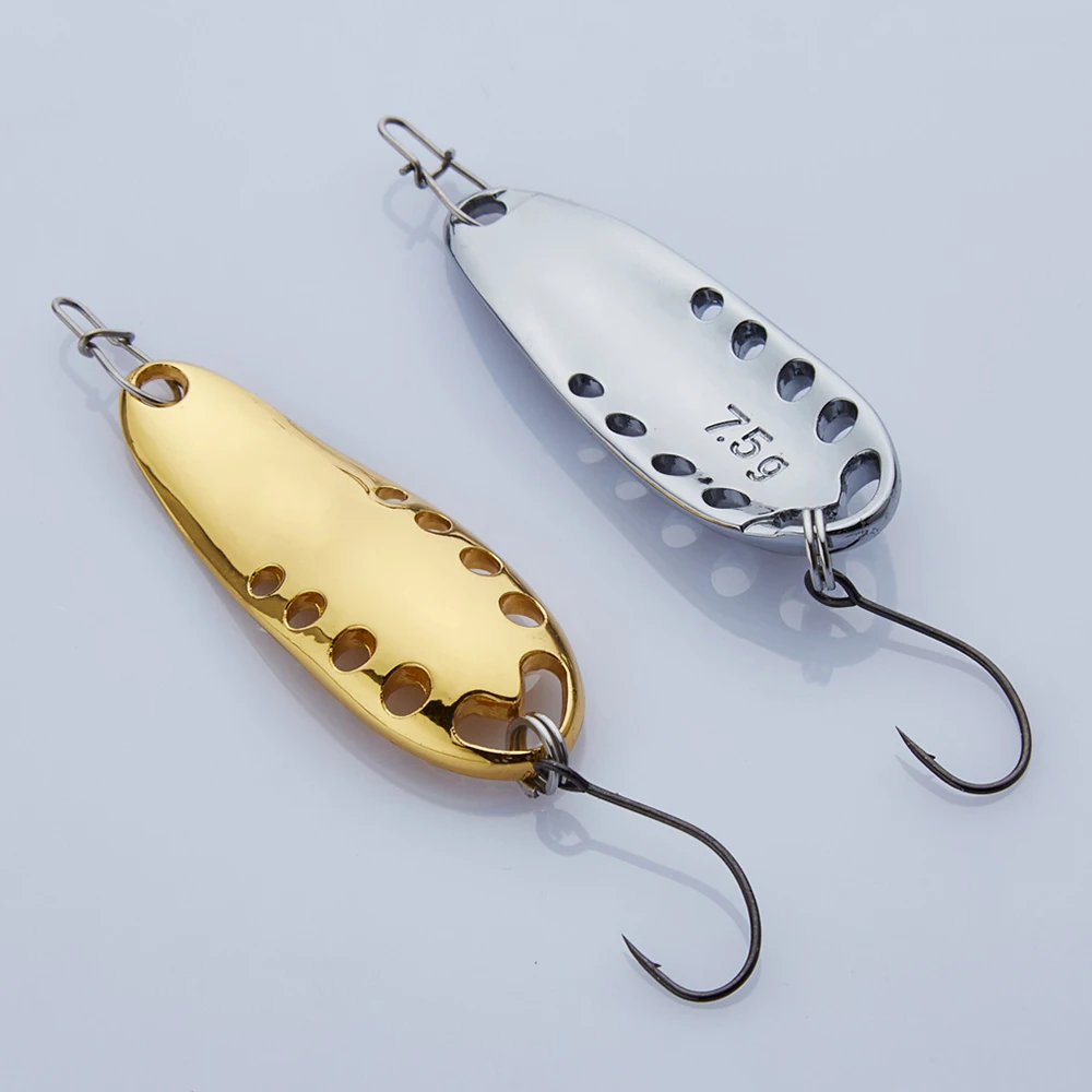 

Newbility multi colors hollowed-out metal trout fishing spoon with Japan owner hook, 5 colors