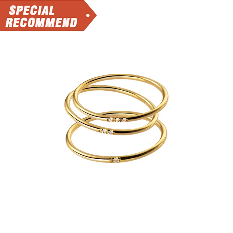 

Fashion Wholesale Jewelry 18k Gold Plated Dainty Rings Diamond Stainless Steel Rings For Women