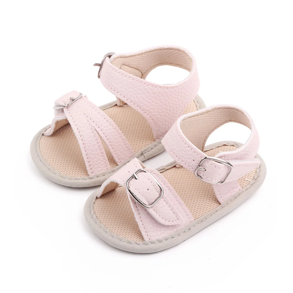 

New Collection Summer Baby Girl Sandal Shoes Soft Rubber Sole Princess Double Hook&Loop Fastener First Walking Shoes, White/pink/gold/brown
