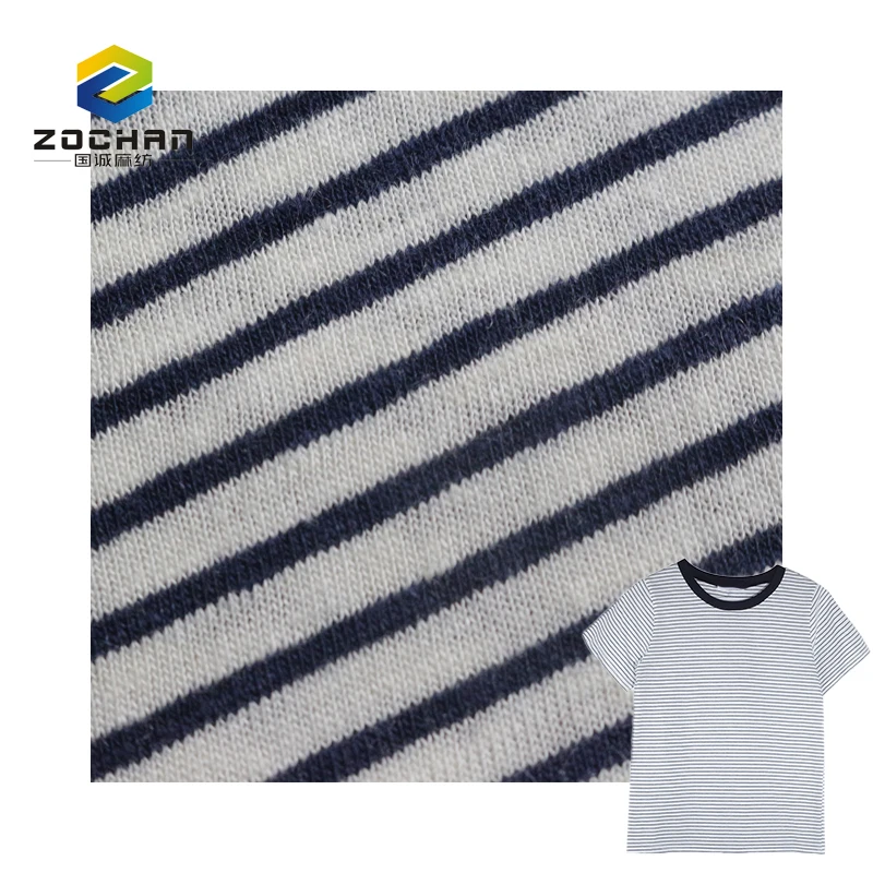 

Wholesale free sample softness and comfort 55%linen 45%viscose stripe jersey fabric for t shirt dress clothing