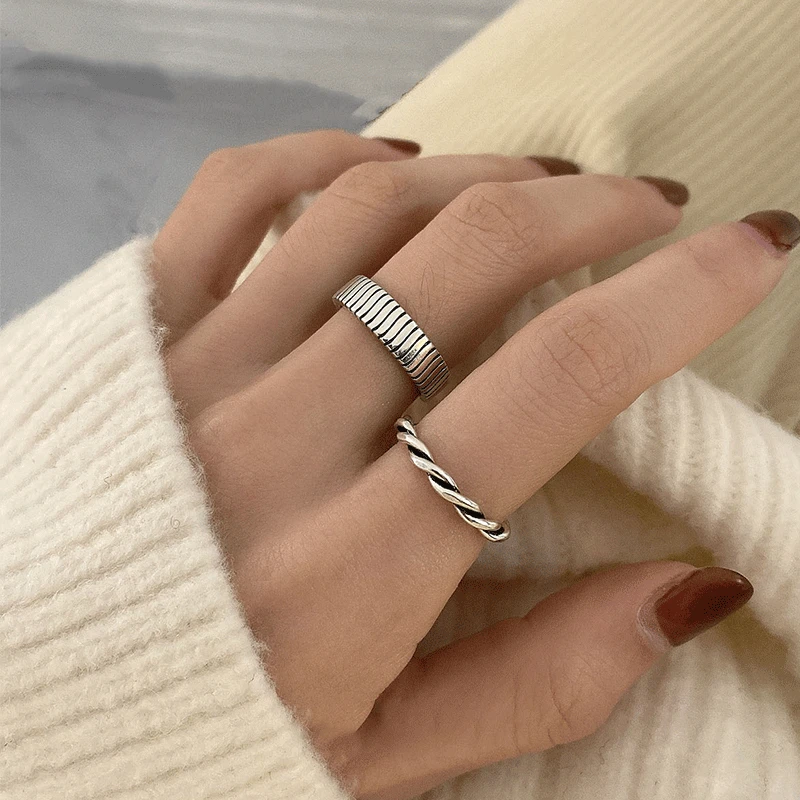 

New Women Fashion Vintage Jewelry Punk Adjustable 925 Sterling Silver Ring Men