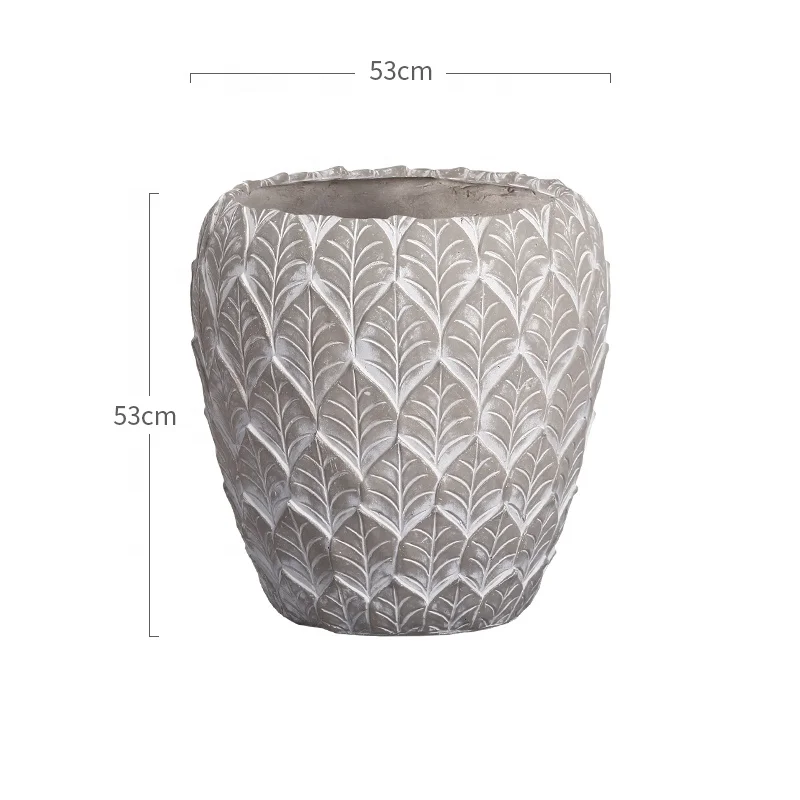 

Flowerpot With Leaf Pattern Big Flower Pot Home & Garden Vase Hotel Fiberglass Flower Planter Pot, Customized color