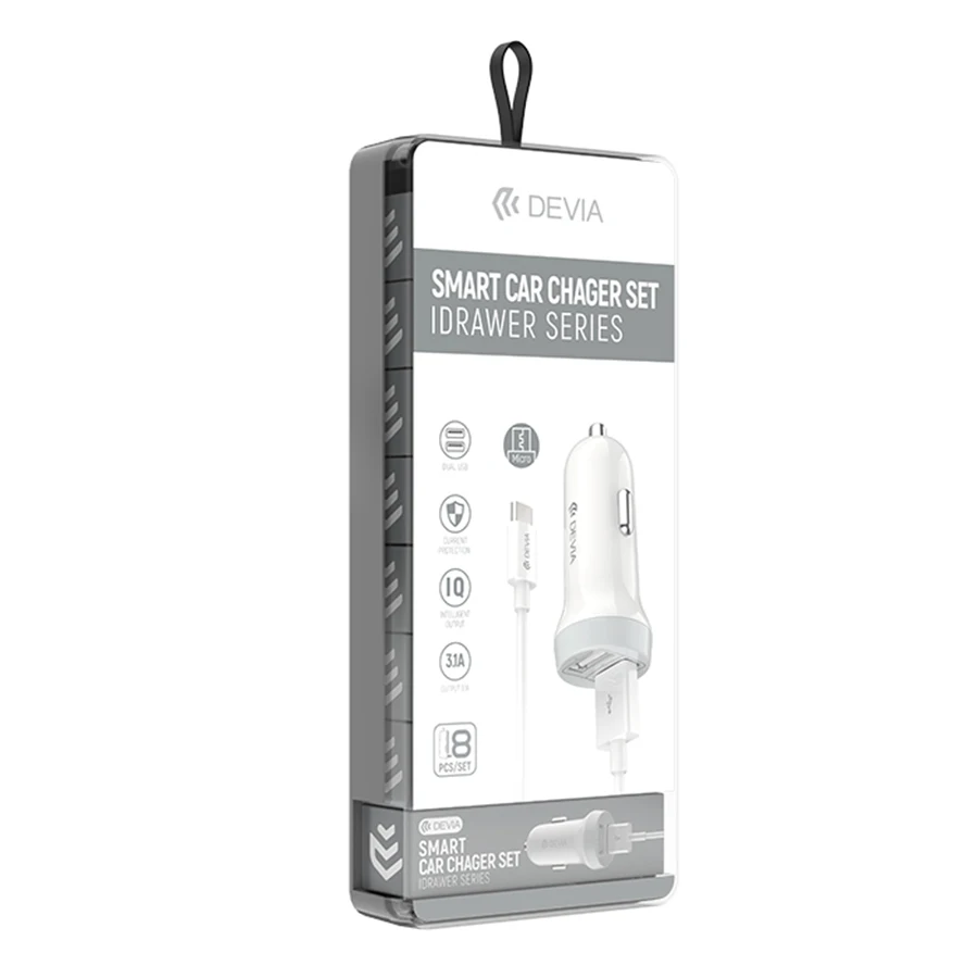 

Devia Brand cheap 8 in 1 smart electric usb car charger for mobile phone