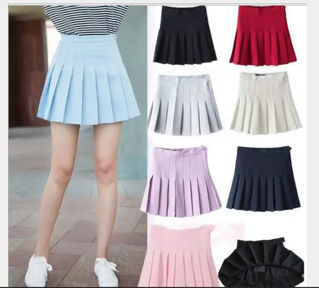 

Women Preppy Style Mini High Waist Skirt Girls Vintage Cute School Uniforms Skirt