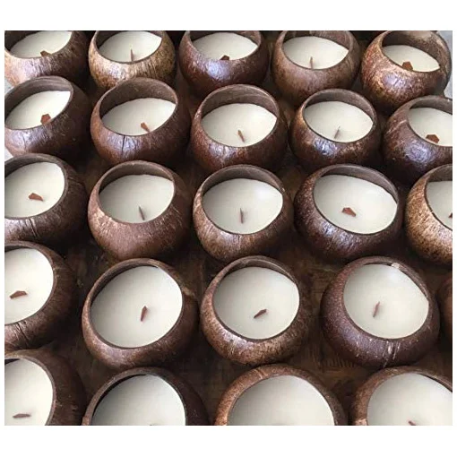 

Latest Fancy Customized LOGO Handmade Eco Friendly Natural Coconut Shell Candle Bowl, Tea