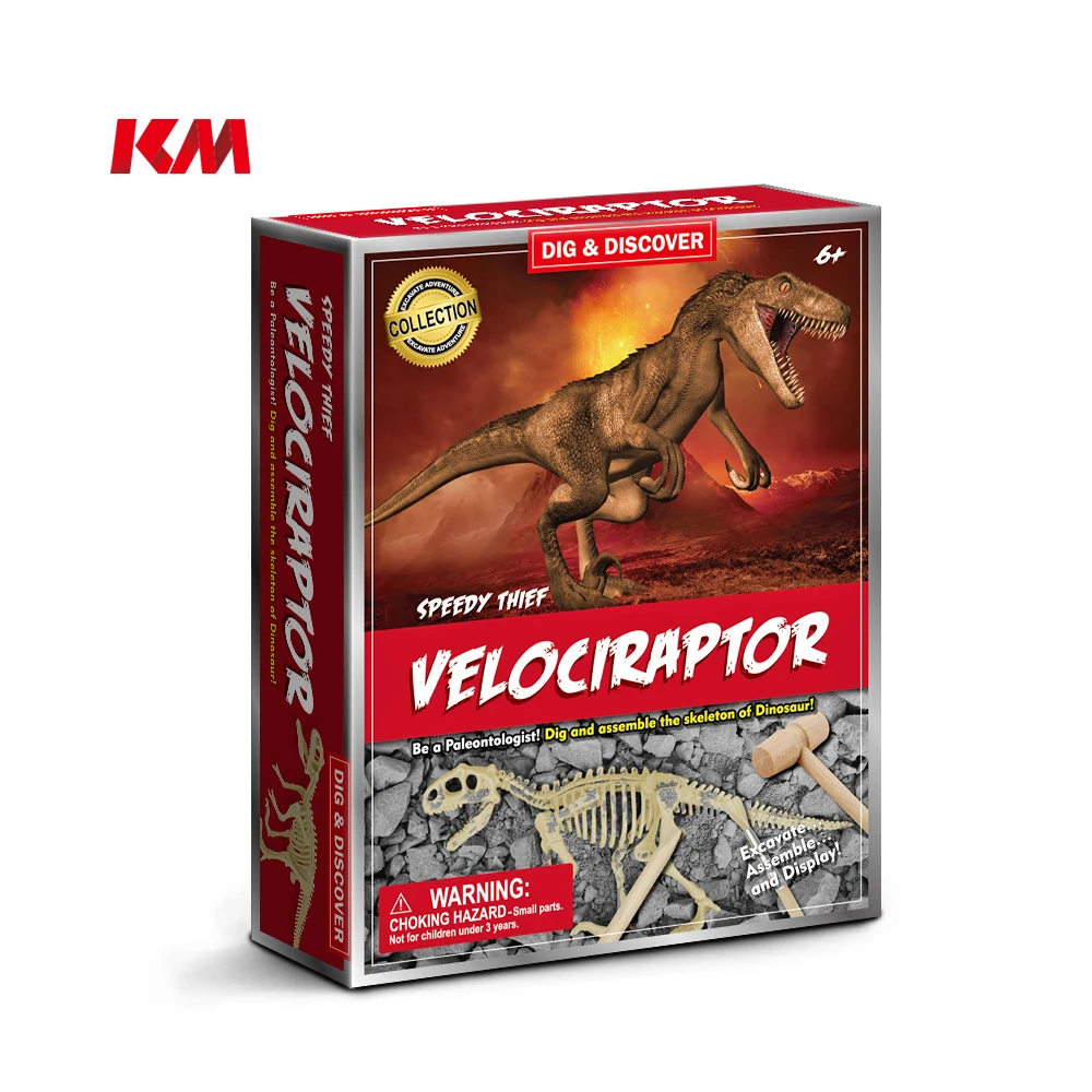 

ancient archological velociraptor toy packaging dinosaur skeleton dig set intelligence development learning for kid