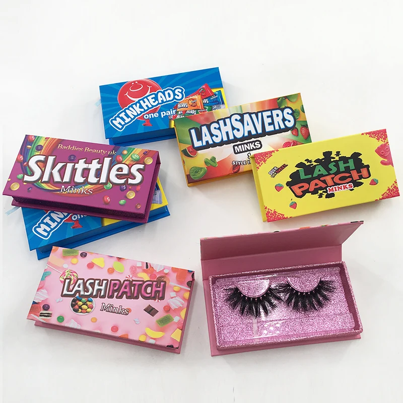 

Wholesale 3D 5D 6D 25MM Fluffy Mink Eyelashes Boxes Dramatic Lashsaver Candy Package Custom Packaging Box Lashsavers cases