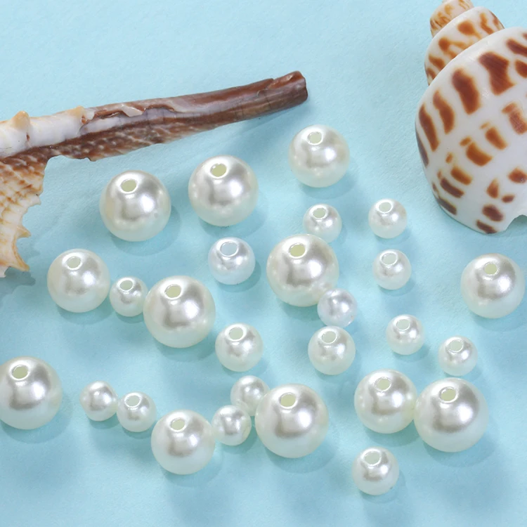 

Wholesale Pearl Jewelry Beads White Abs Plastic Decoration Pearl Round Loose Pearls In Bulk With Holes