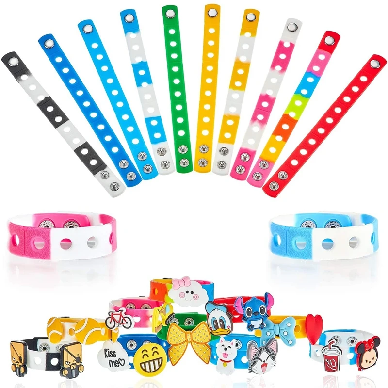 

Silicone Wristbands Soft Bracelets Accessory Bands for Croc Shoe Charms Kids Party Gifts, Silicone bracelet with hole