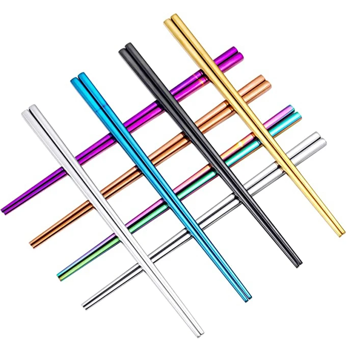 

Korean Titanium Metal Chopsticks Custom Logo Reusable Stainless Steel 304 Chopsticks, Silver,gold,rose gold,rainbow,black,purple,blue