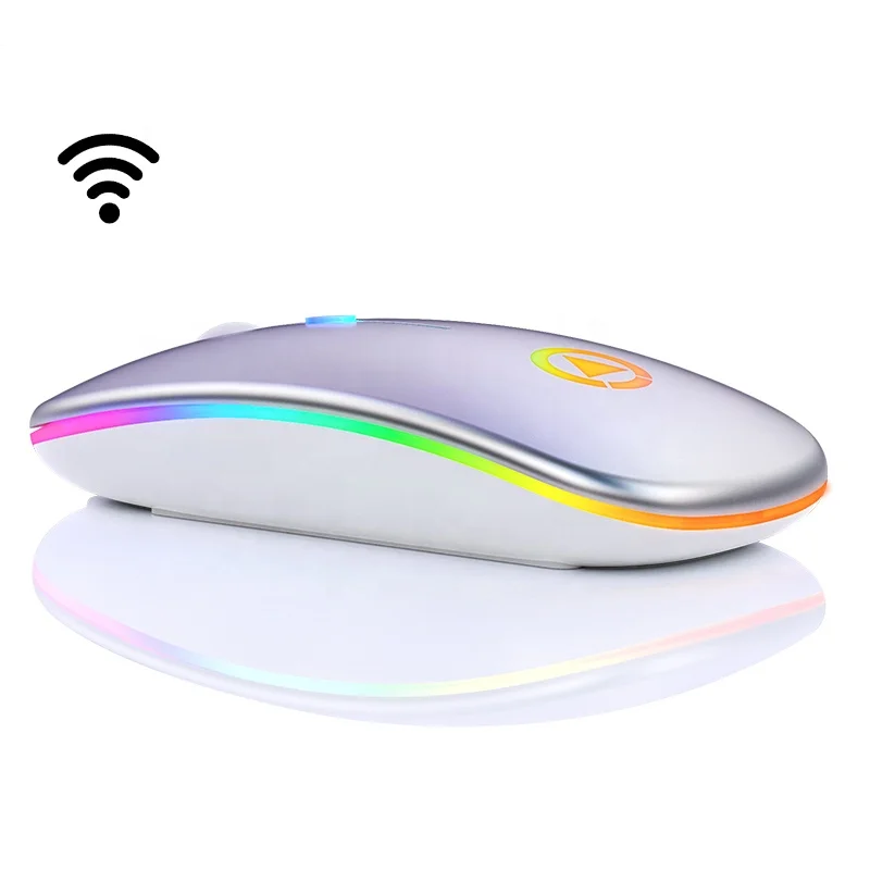 

YINDIAO Ultra Slim Silent Mute Office Computer Mouse RGB 2.4G Rechargeable A2 Wireless Mouse, White,black,silver,rose gold