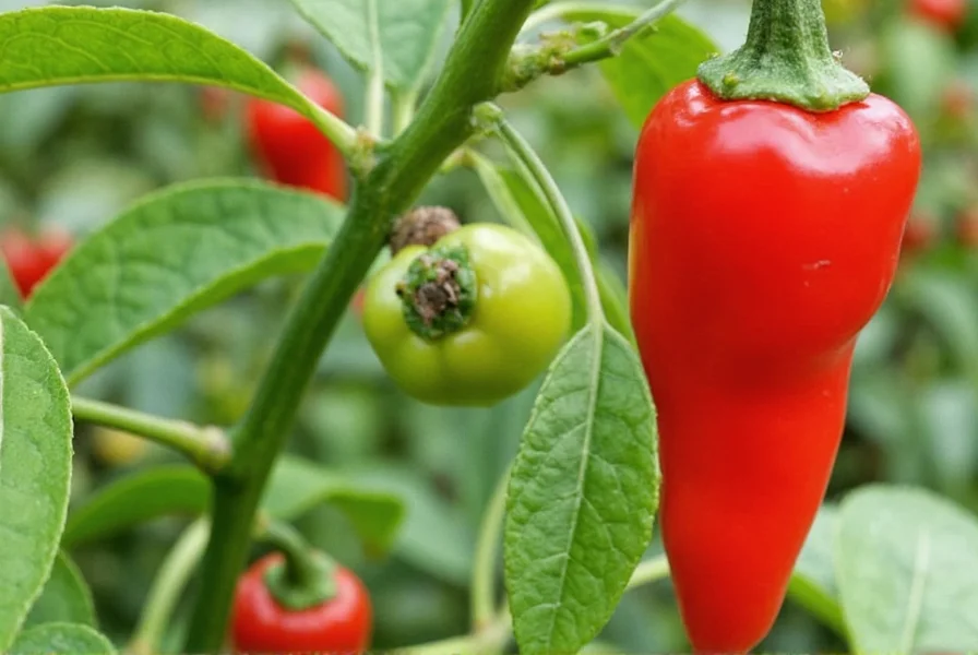 Small chili pepper plant growing on a sunny windowsill