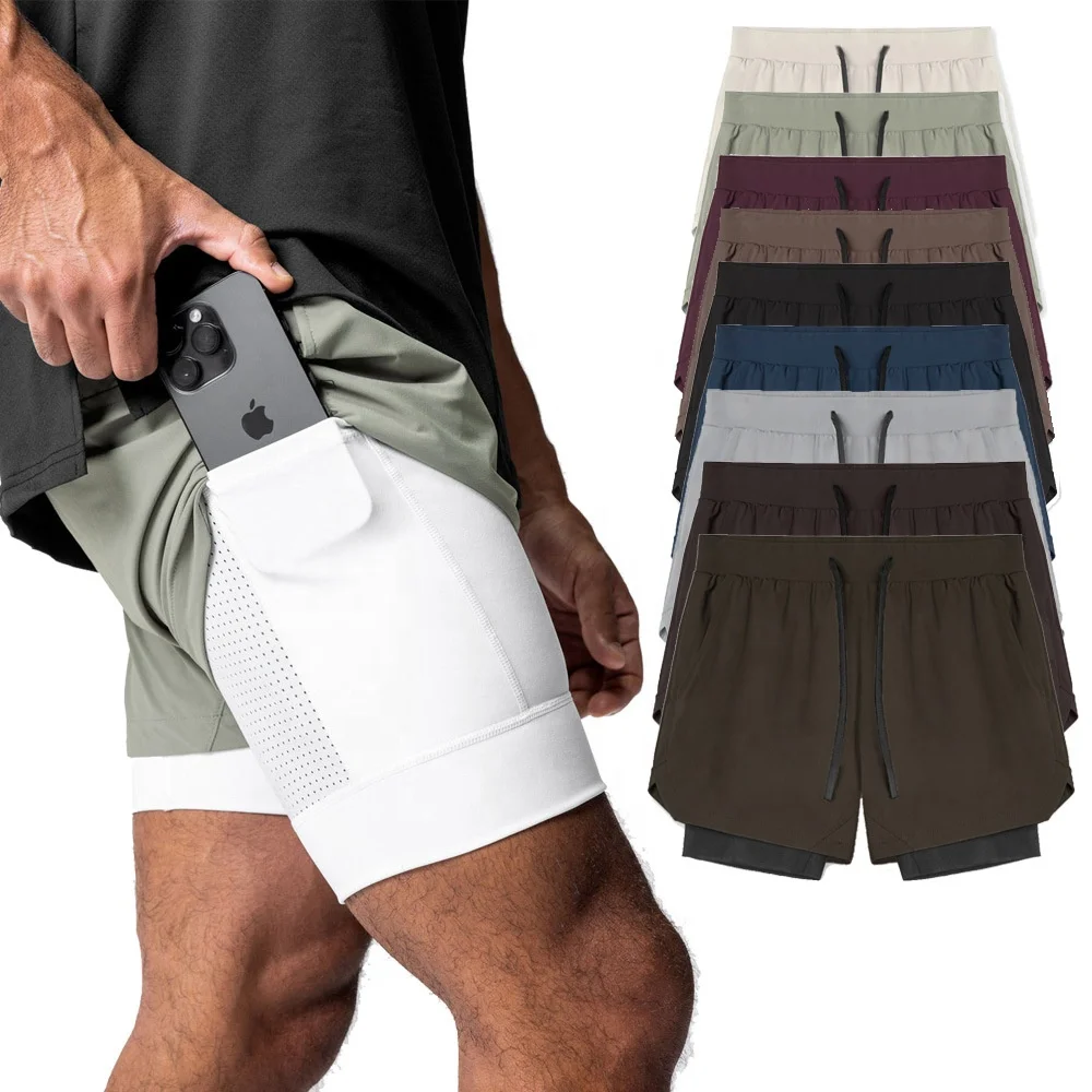 Custom Logo Designer Basketball Sports Compression Shorts Pants Men's Mesh Double-layer Workout Jogger Shorts With Side Pocket