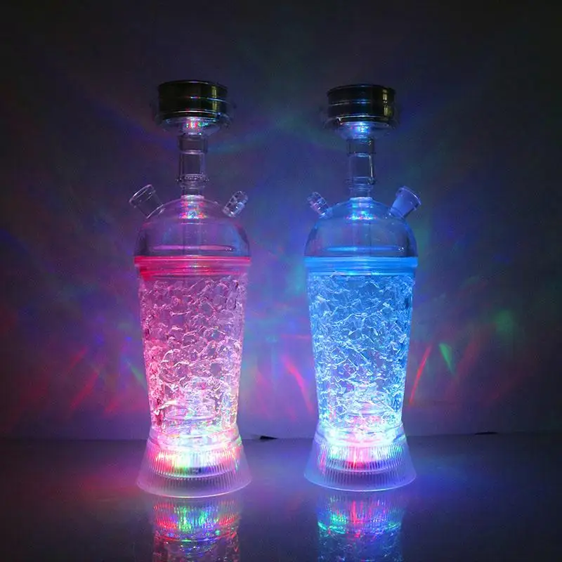 

2020 Wholesale Acrylic Crushed Ice LED Portable Tumbler Hookah Cup Mini Travel Hookah Shisha Set, Assorted colors