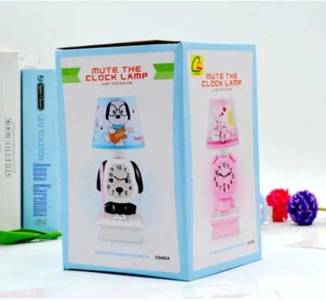 
Household cartoon dog set the table to protect the eyes insert pen LED lamp clock students jump seconds silent alarm clock 