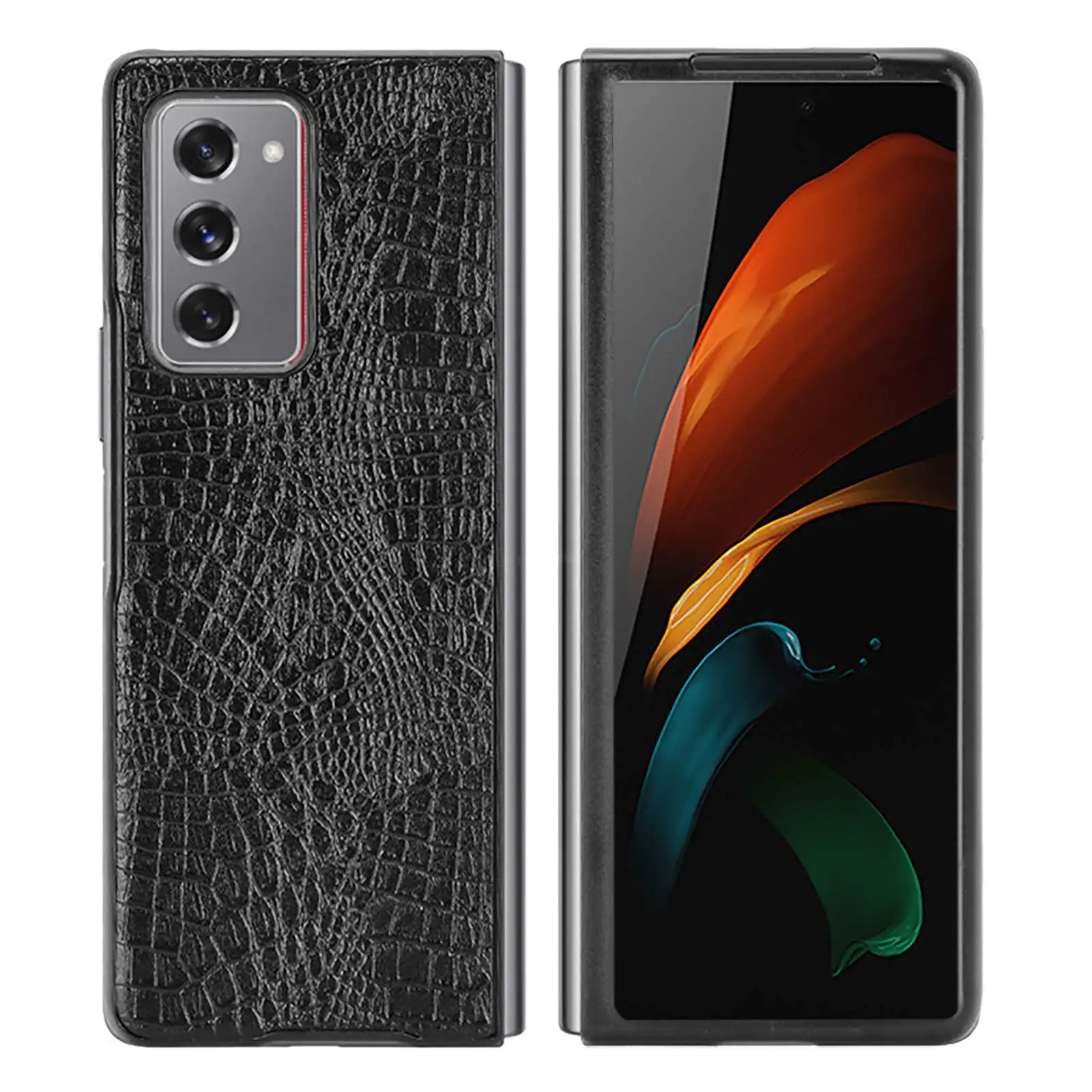 

Leather Case Hybrid PU Hard Cover Shockproof Bumper Case for Samsung Galaxy Z Fold 2 5G, Black, red, blue, white