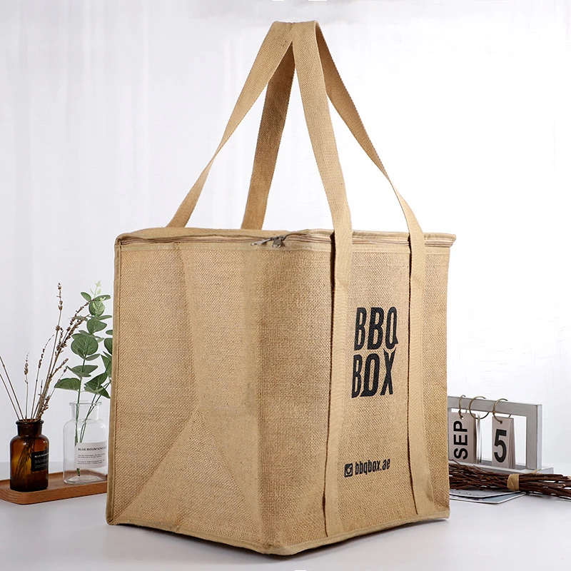 

Natural Eco Friendly Reusable Tote Bags Jute Shopping Burlap Bag