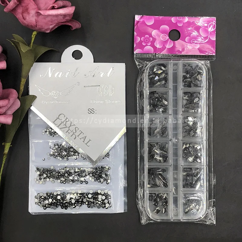 

Crystal Rhinestone Set For Nails Art Flat Back Non Hotfix Decoration Mixed Shapes Glass Nail Rhinestones