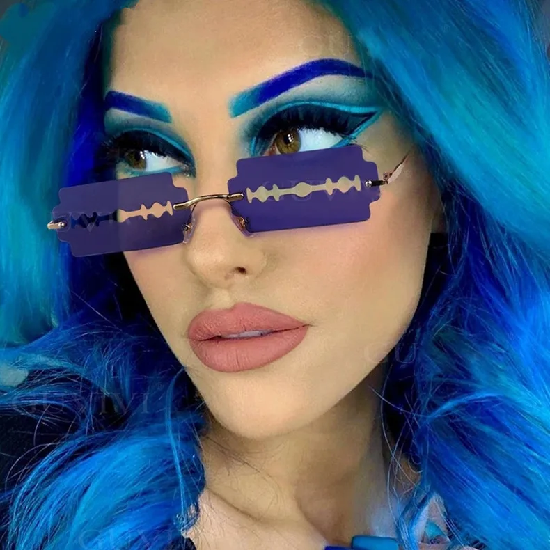 

Newest rimless blade sun glasses shades custom fashion party sunglasses women men
