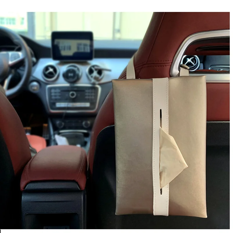 Square Leather Home Room Car Hotel Tissue Box Cover Paper Napkin Holder Cas Q6N3 