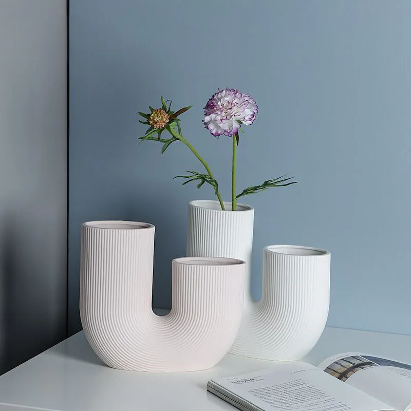 

Nordic Ceramic Vase Home Decoration Accessories Simple Flower Pot Living Room Interior Office Desktop Table Bedroom Decor Garden