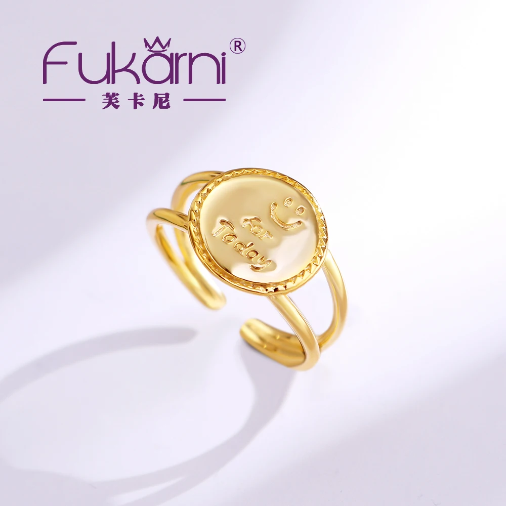 

fukarni New Arrival Pure Sterling Silver 925 Ring Geometric Tulip Flowers Flower Female Ring KR286