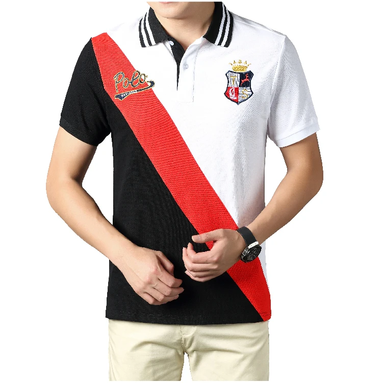 

Wholesale OEM Camisa plus size lapel Casual contrast color golf t shirts cotton Sport short sleeve embroidered men's polo shirts