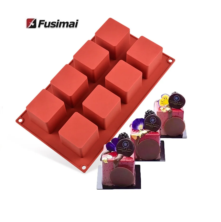 

Fusimai Ice Resin Cups Tray Molds Candle Molde Soap 8 Cavity Square Silicone Cake Mold