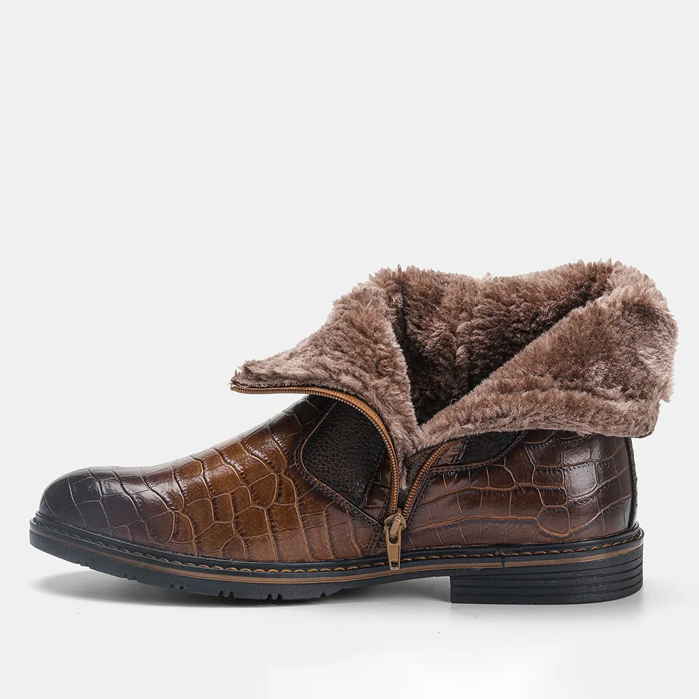 

2021 retro plush warm high-top men's shoes new men's boots, Brown