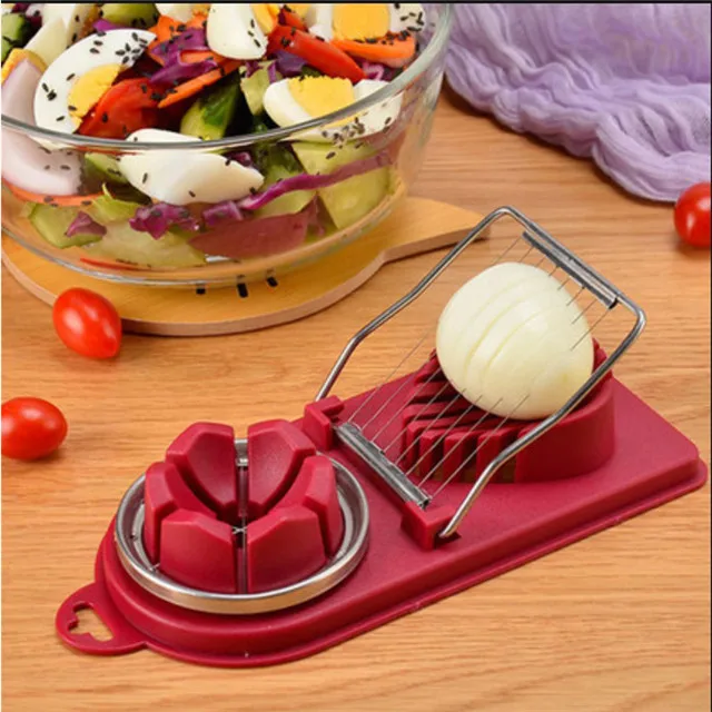 

Multifunctional Egg Cutter Divider Double-headed Two-in-one Egg Slice Divider, As photo