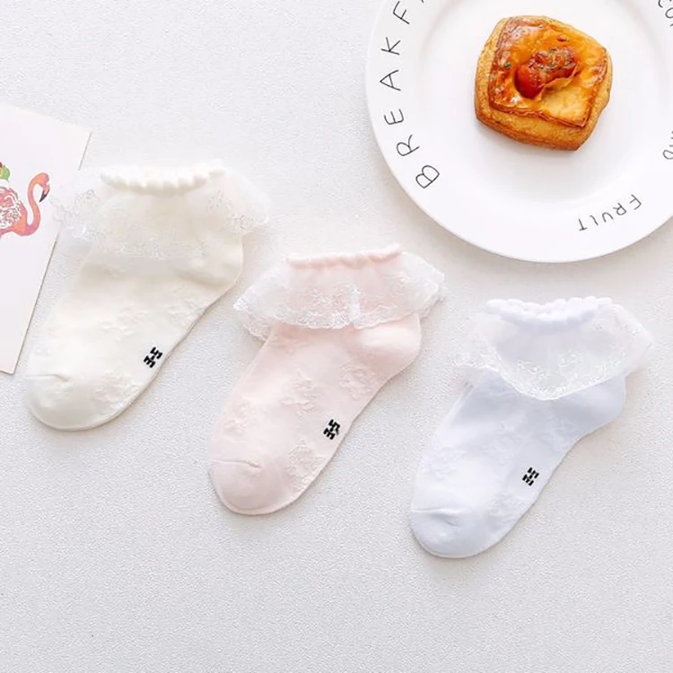

Spring autumn animal patern new cotton socks non-slip girl baby socks with lace, As picture shows