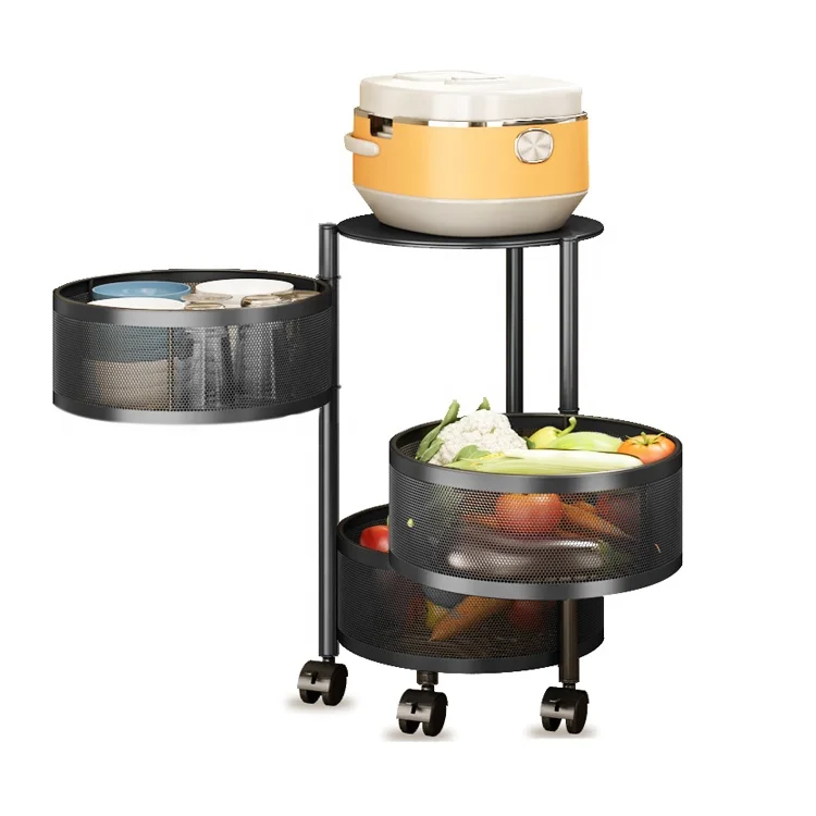 

2021 hot sale high quality multilayer metal multilayer rotating kitchen shelf