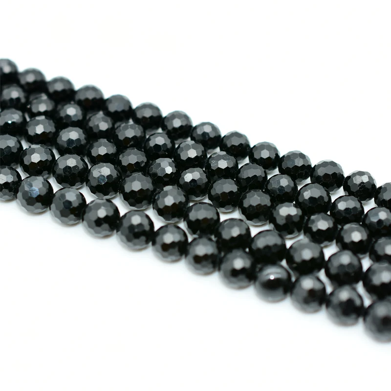 

Trade Ansurance 8mm High Quality Faceted Black Tourmaline Loose Beads