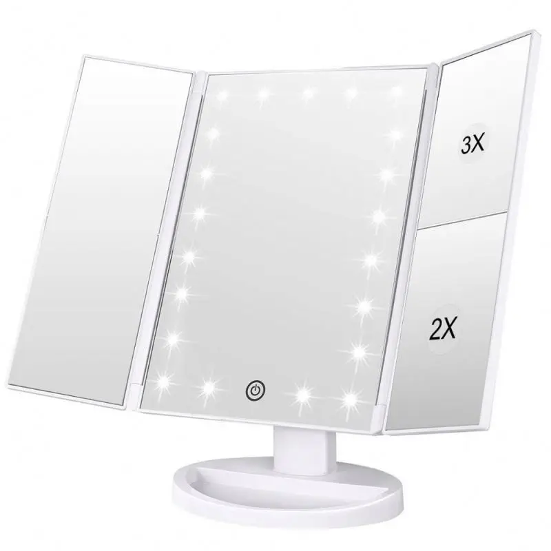 

Fold Led Lighted Hollywood Vanity Makeup Beauty Cosmetic Touch Screen Makeup Mirror With Light, Customized