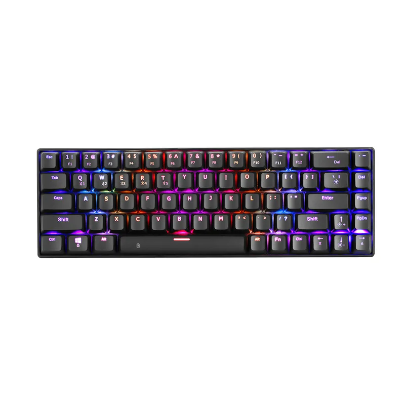 

Wholesales RK68 RGB Keyboards wireless rechargable mechanical keyboard 68 keys for gaming gamer laptops, Black