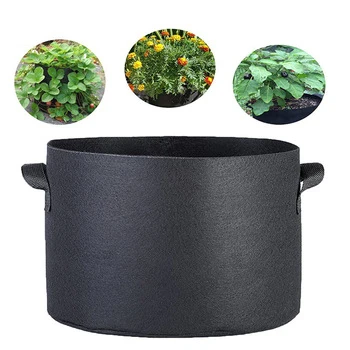 

Non Woven Fabric Pots 5 - Pack 5 7 10 20 100 Gallon Felt Fabric Garden Pots Felt Plant Growing Bags, Black