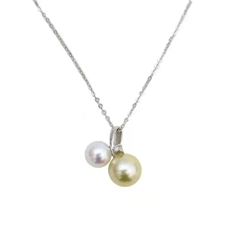 

Natural Japanese Akoya Pearl Pendant Necklace 18K Real White Gold Natural Seawater Pearl Necklace Free Shipping