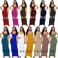 

Sleeveless Tank Loose Long Maxi Dress Women's simple Party plus size long dresses Ladies