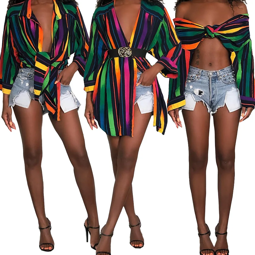 

A1222 women high quality fashion striped multiway blouse dress