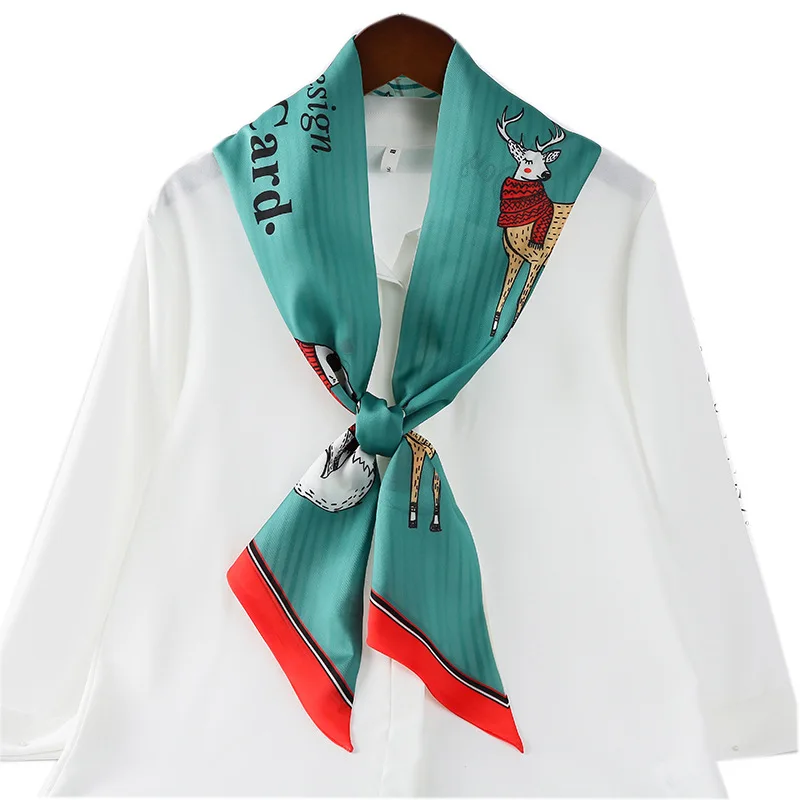 Cartoon animals silk scarf wom