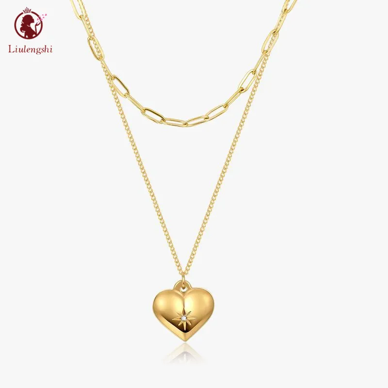 

Wholesale Design Stainless Steel Love Heart Pendant Necklace Engraved North Star Cubic Zirconia Peach Heart Pendant Necklace