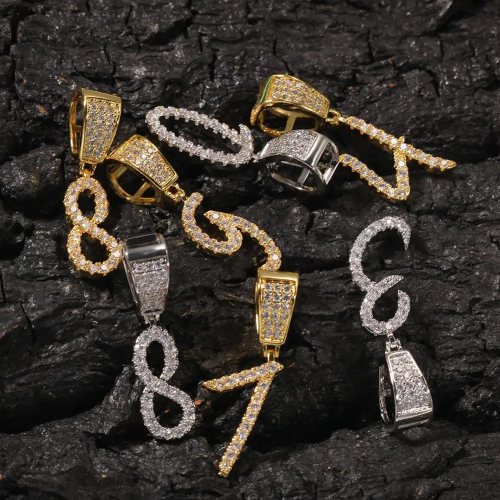 

Hip Hop Jewelry Custom Number Pendant Necklace Iced Out Number Pendant
