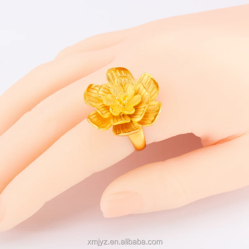 

New Simple Korean Version Of The Super Large Frosted Flower Brass Ring Female Simple Niche Ring Ins